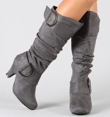 Women's Belt Buckle Mid Boots