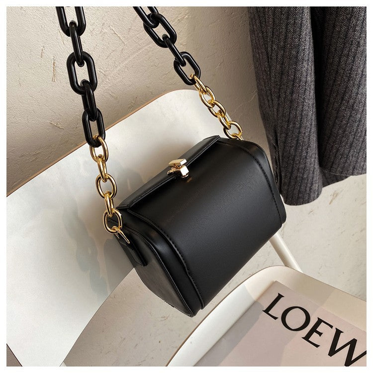 Luxury Chain Women Handbag Solid color Square Tote bag High quality PU Leather Women's Designer Handbag Vintage Shoulder Bag