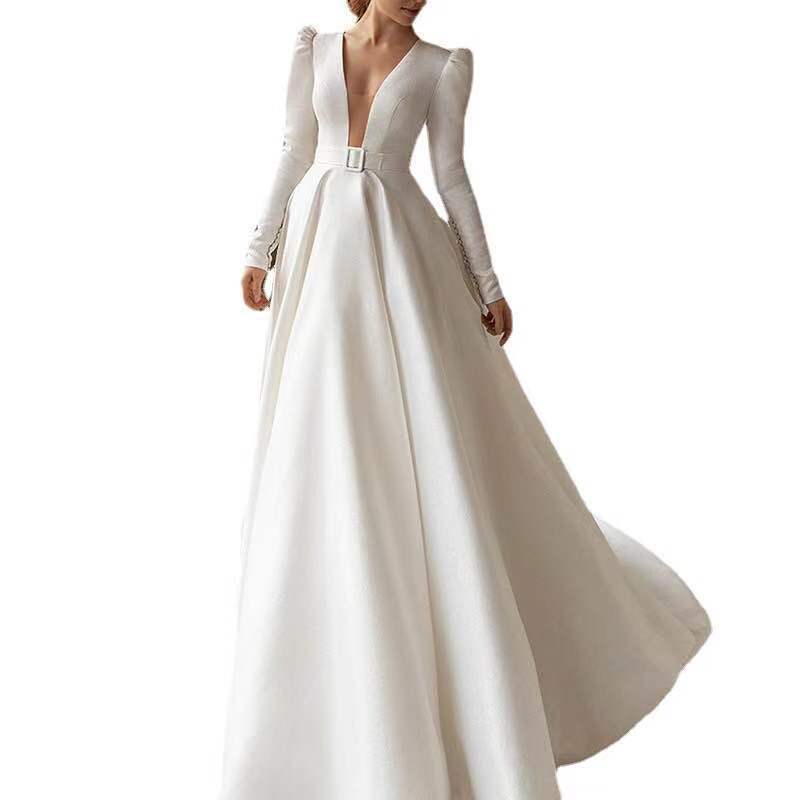 Elegant White Satin Dress