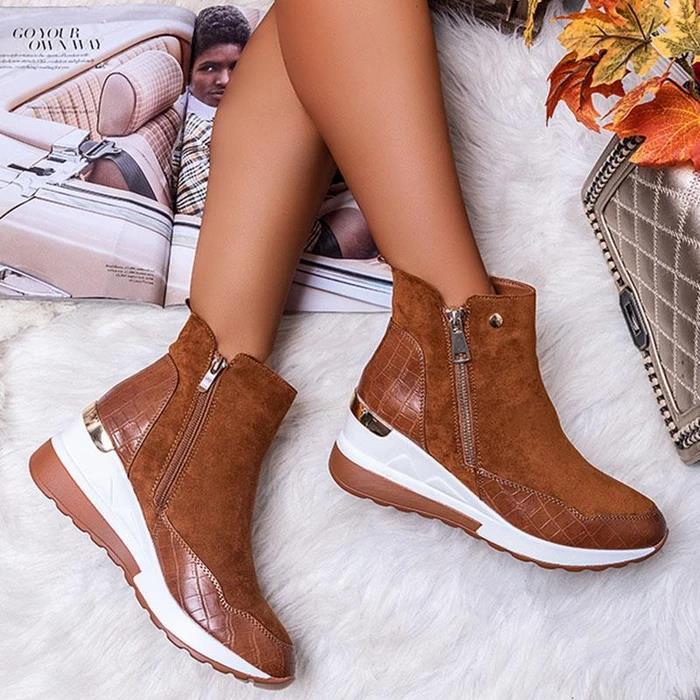 Women's Round-Toe Wedge Martin Boots