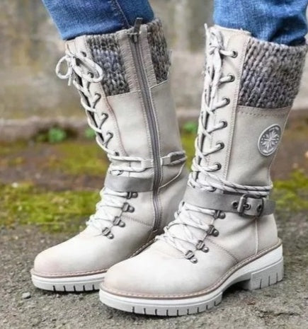 Women's High Square Heel Round Head Martin Boots