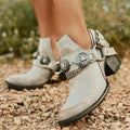 Women's Vintage Rivet Plus-size Fastener Mid-collar Flats