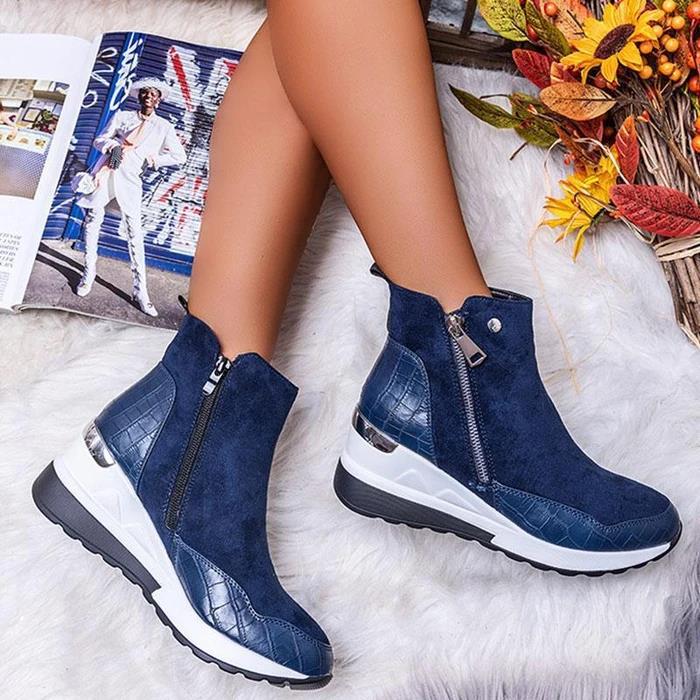 Women's Round-Toe Wedge Martin Boots