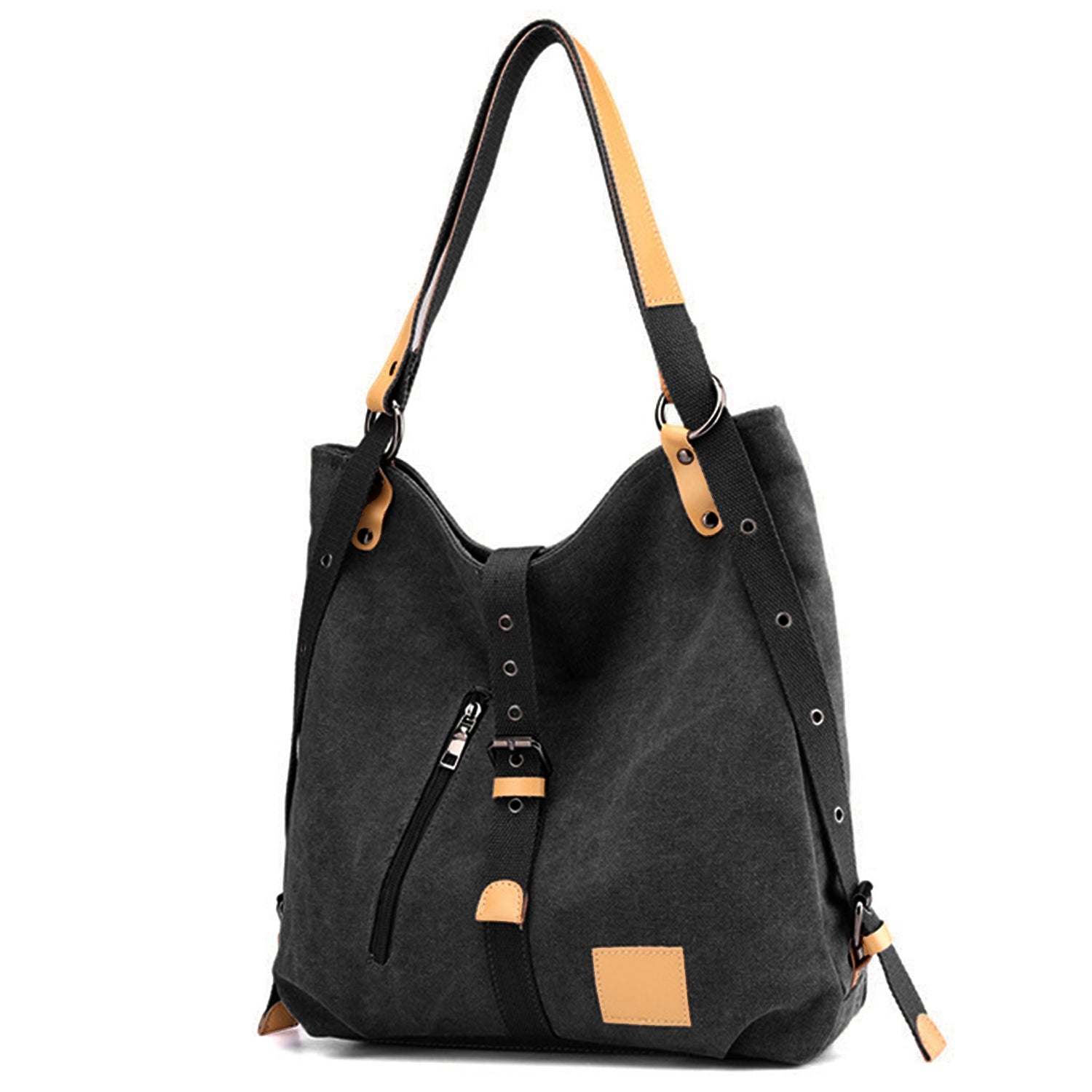 Ladies Canvas Tote Bag Multifunctional Purse Handbag Adjustable Shoulder Rucksack Convertible Backpack Wear-Resistant Dirt-Proof For Women School Offi