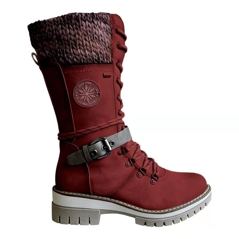 Women's High Square Heel Round Head Martin Boots