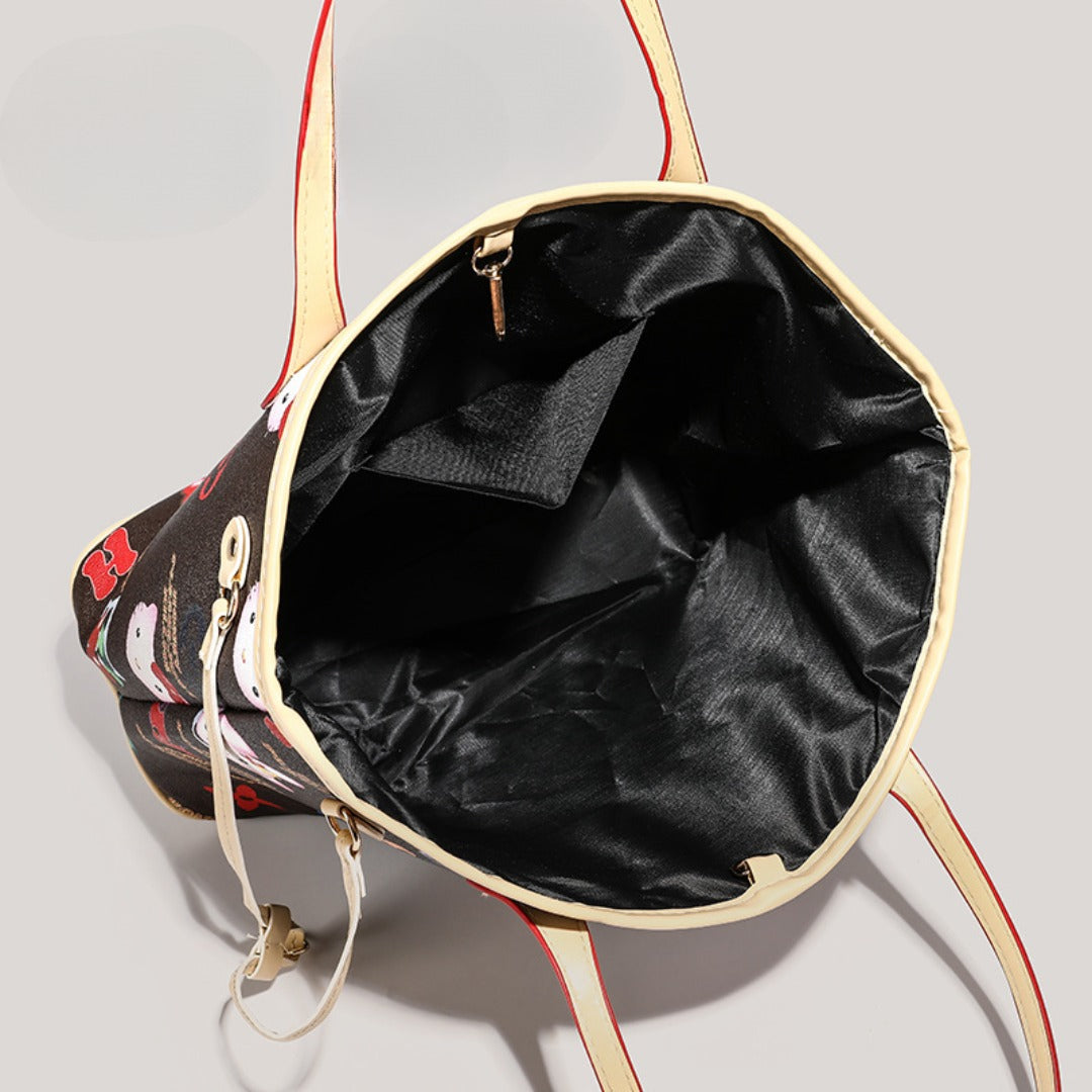 Cute large capacity tote bag, commuter cartoon versatile handbag for women, top handle purse