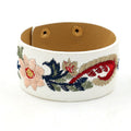 Women's Embroidered Paisley Leather Wide Snap Multicolor Bracelet