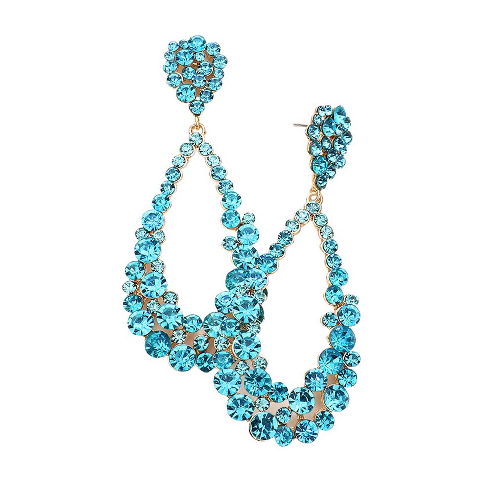Women's Crystal Bubble Cluster Teardrop Evening Dangle Earrings