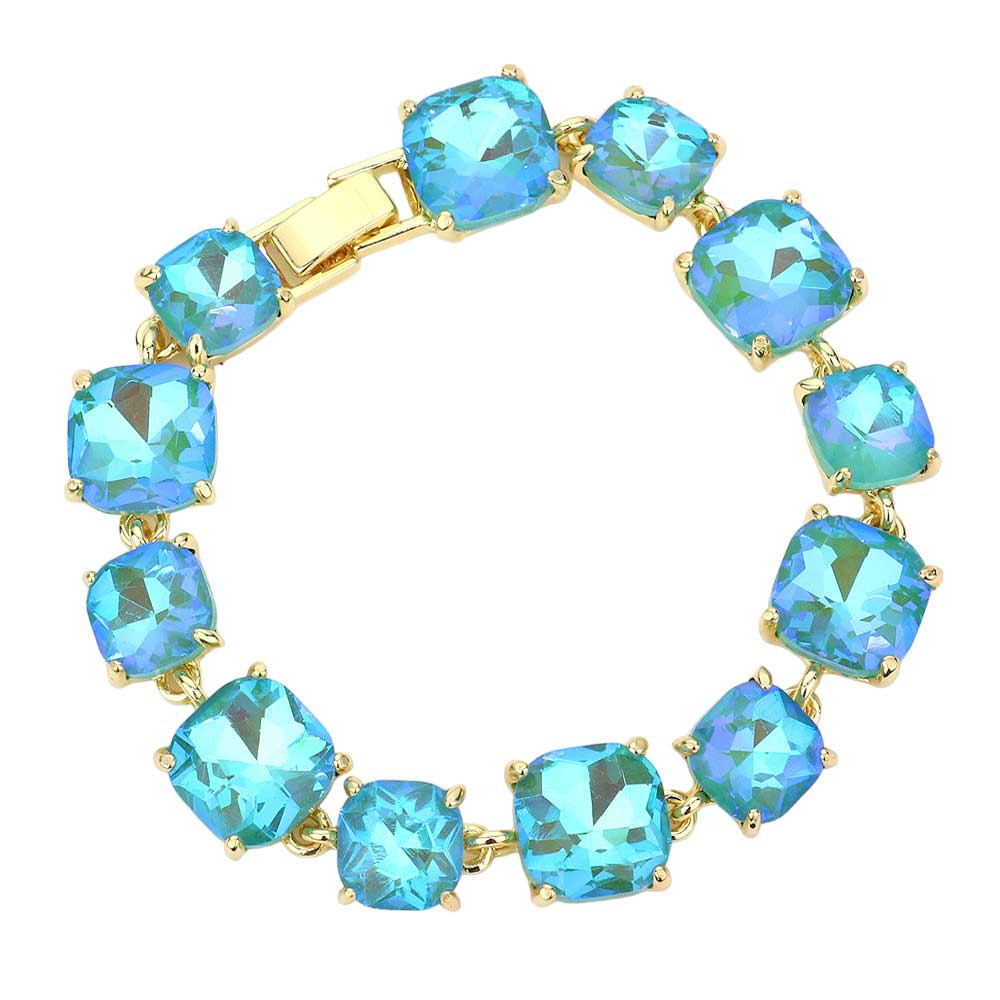 Women's Cushion Square Stone Link Evening Bracelet
