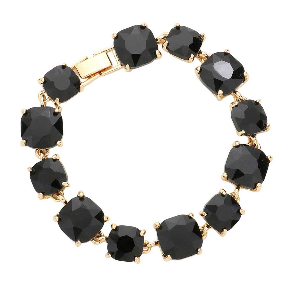 Women's Cushion Square Stone Link Evening Bracelet