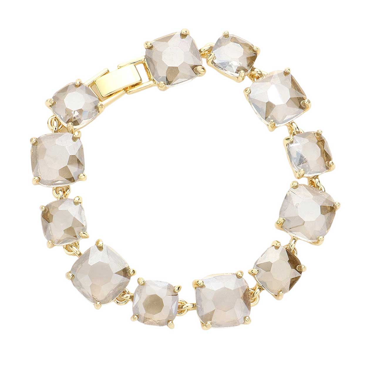 Women's Cushion Square Stone Link Evening Bracelet