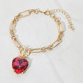 Women's Chunky Heart Stone Cluster Toggle Charm Bracelet