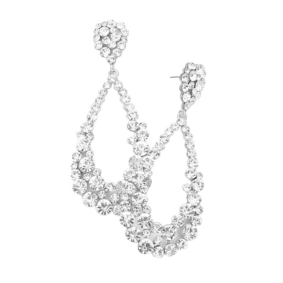 Women's Crystal Bubble Cluster Teardrop Evening Dangle Earrings