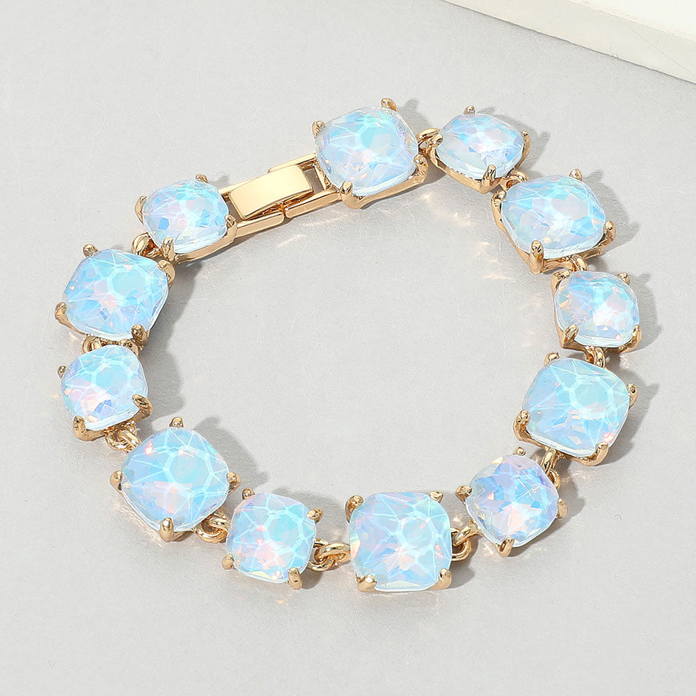 Women's Cushion Square Stone Link Evening Bracelet