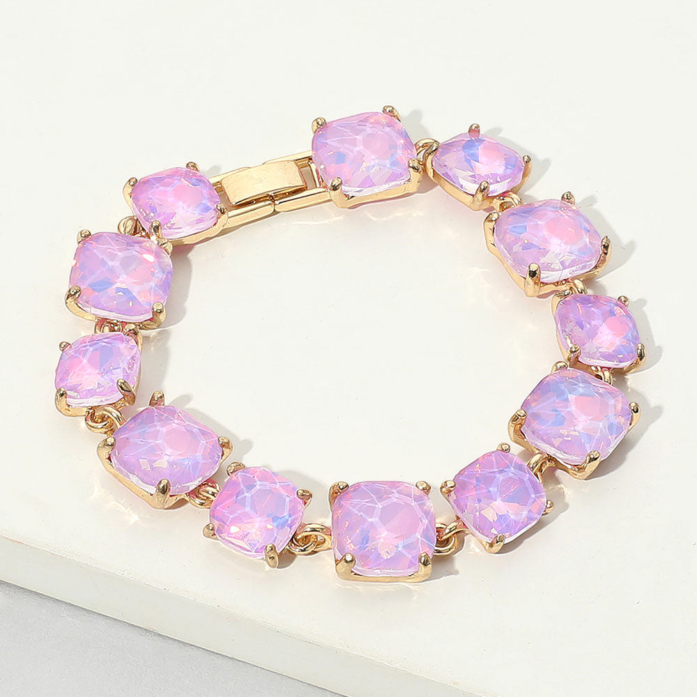 Women's Cushion Square Stone Link Evening Bracelet