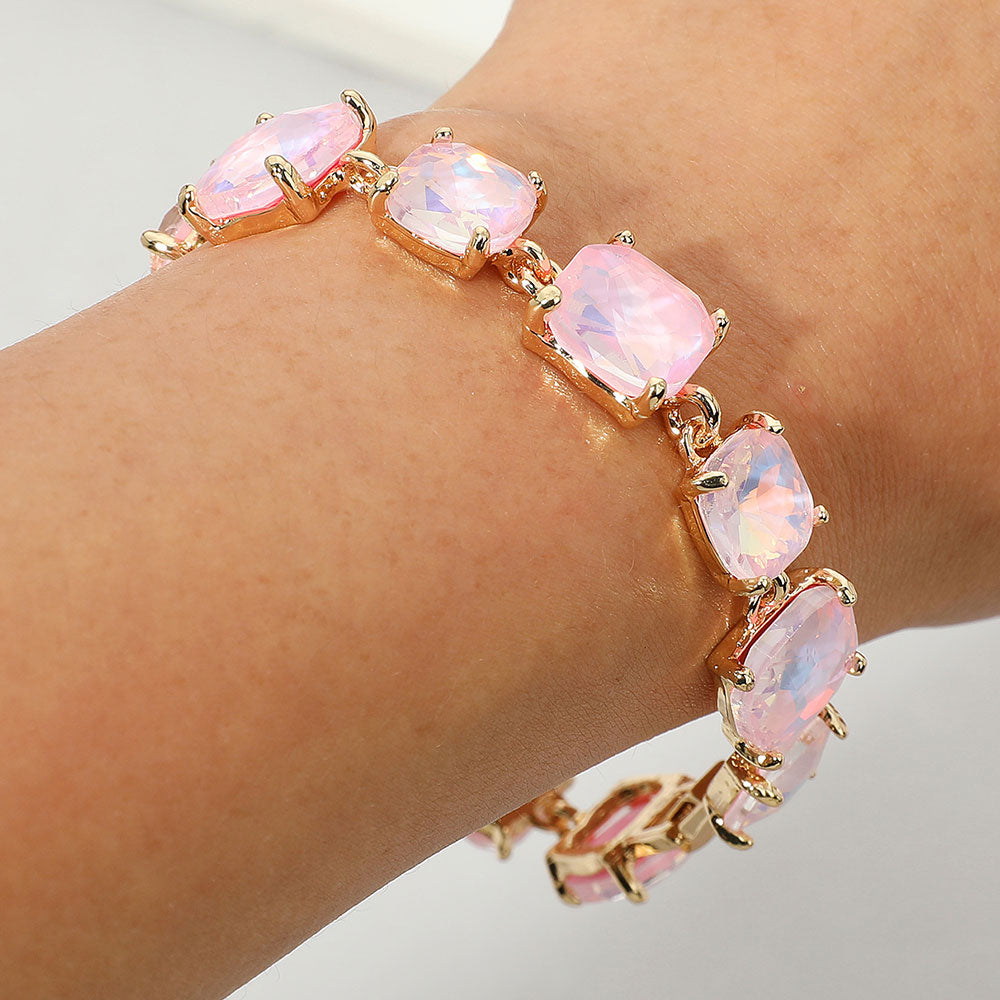 Women's Cushion Square Stone Link Evening Bracelet