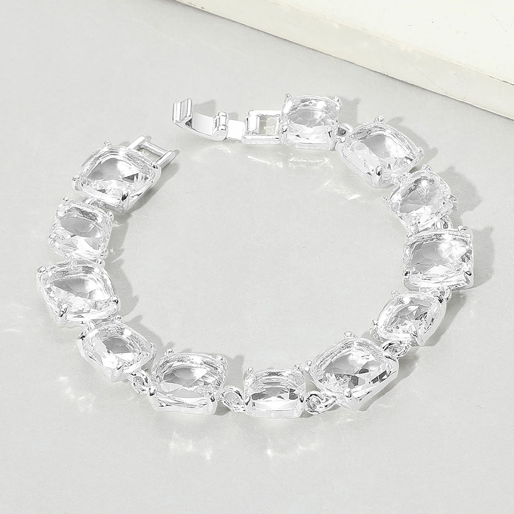 Women's Cushion Square Stone Link Evening Bracelet