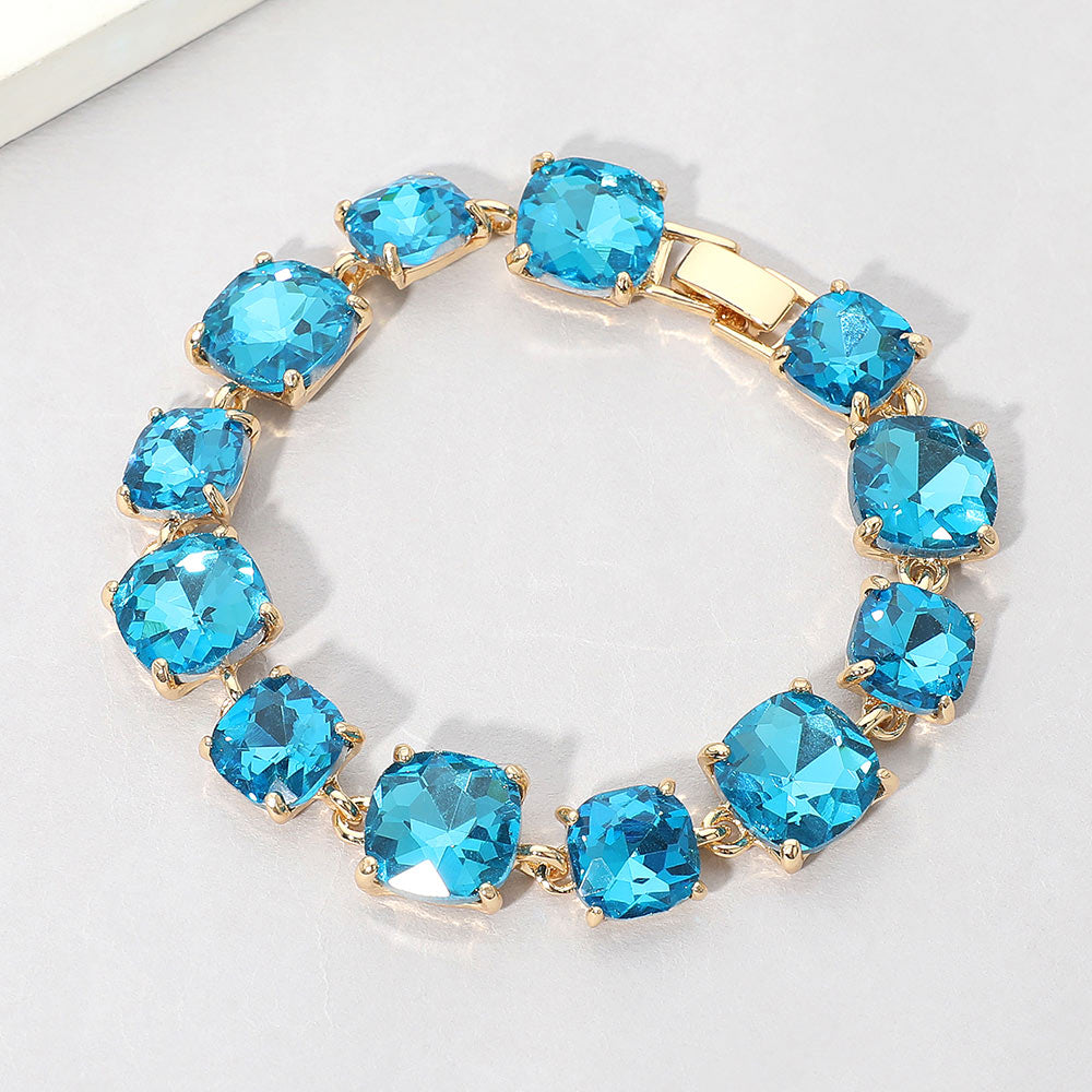 Women's Cushion Square Stone Link Evening Bracelet
