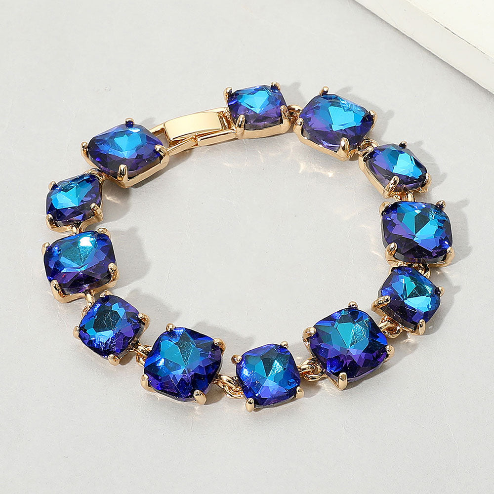 Women's Cushion Square Stone Link Evening Bracelet