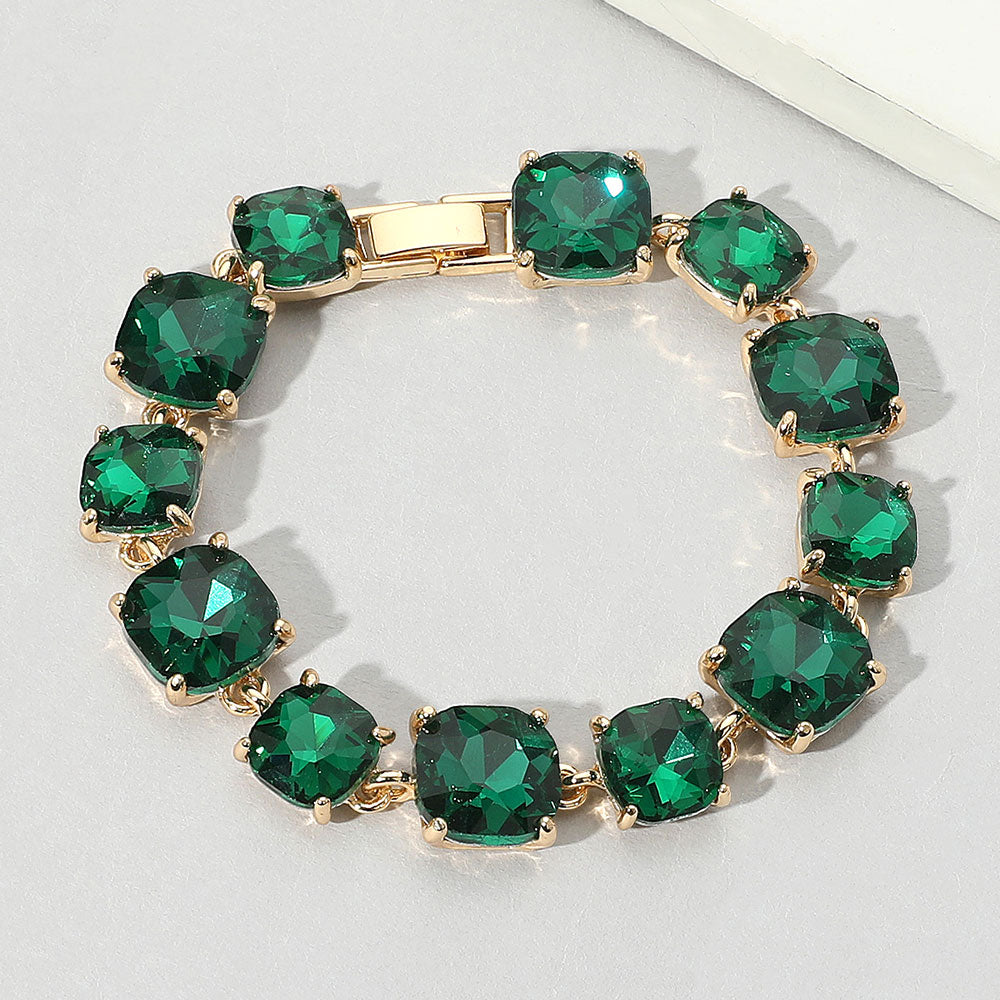 Women's Cushion Square Stone Link Evening Bracelet