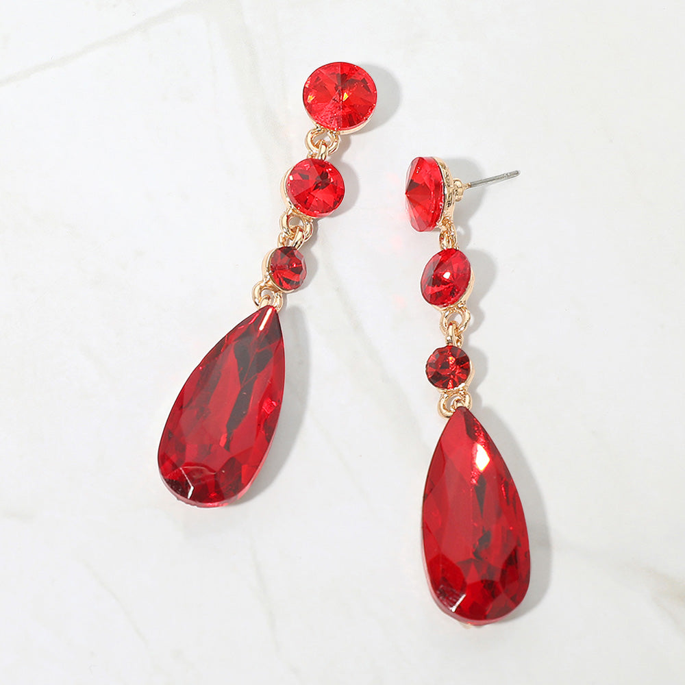 Women's Elegant Multi Faceted Crystal Dangle Statement Earrings