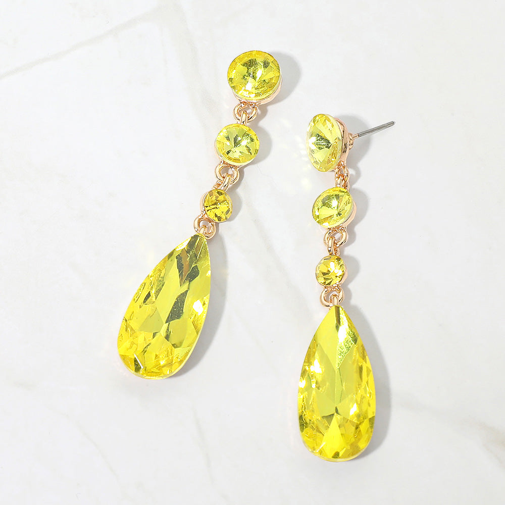 Women's Elegant Multi Faceted Crystal Dangle Statement Earrings