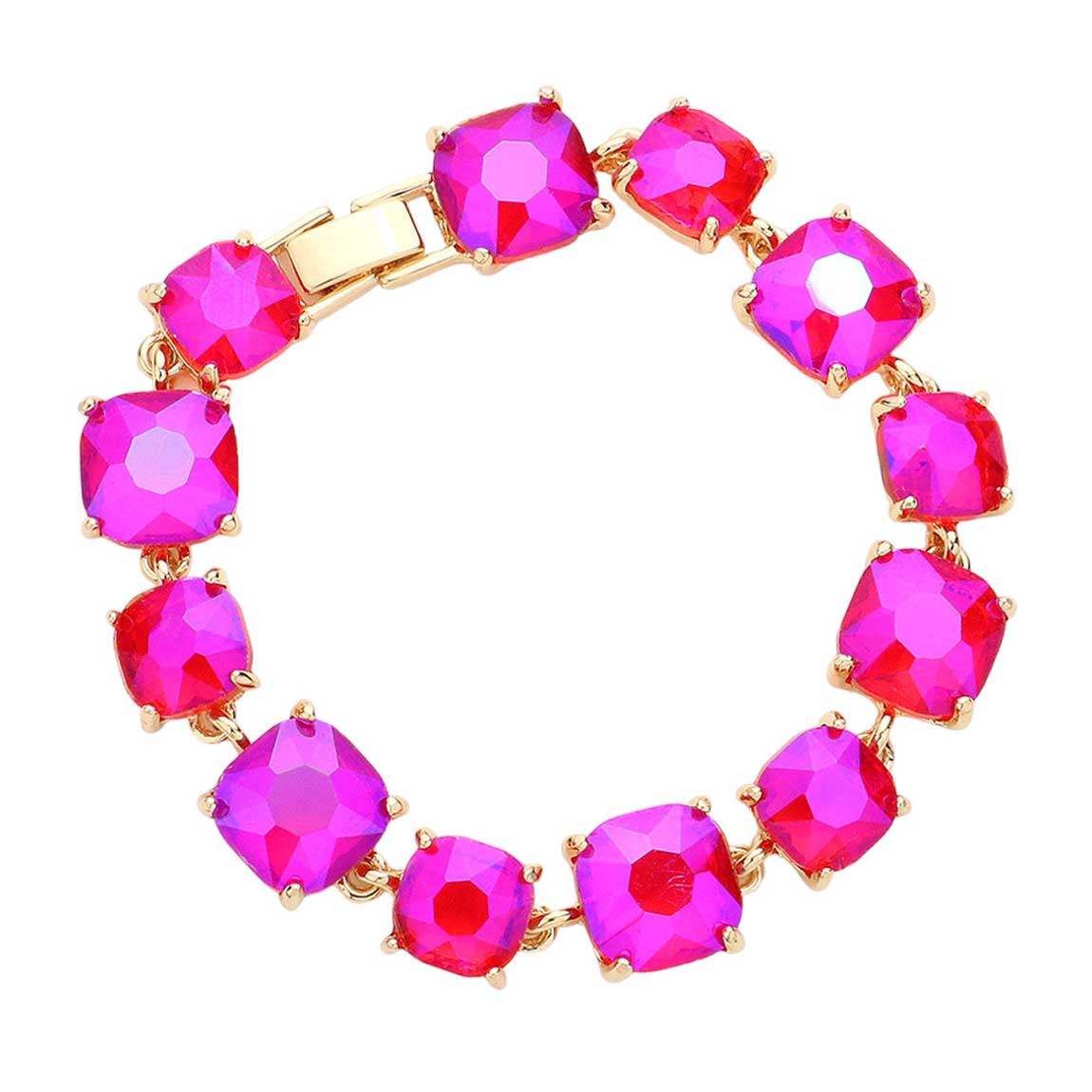 Women's Cushion Square Stone Link Evening Bracelet