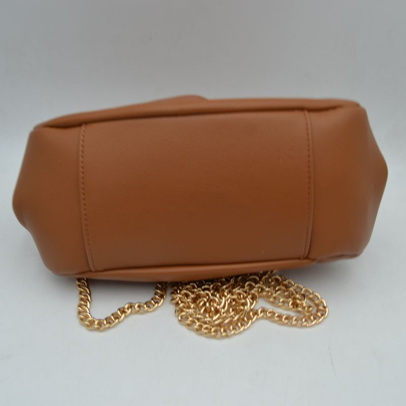 Ruched Kiss Lock Clutch Shoulder Bag with Detachable Gold Chain Strap