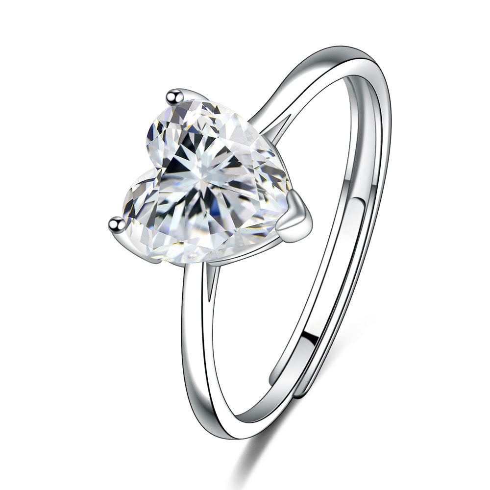 Love Female Personality Creative Open-end Zircon Heart-shaped Jewelry Set