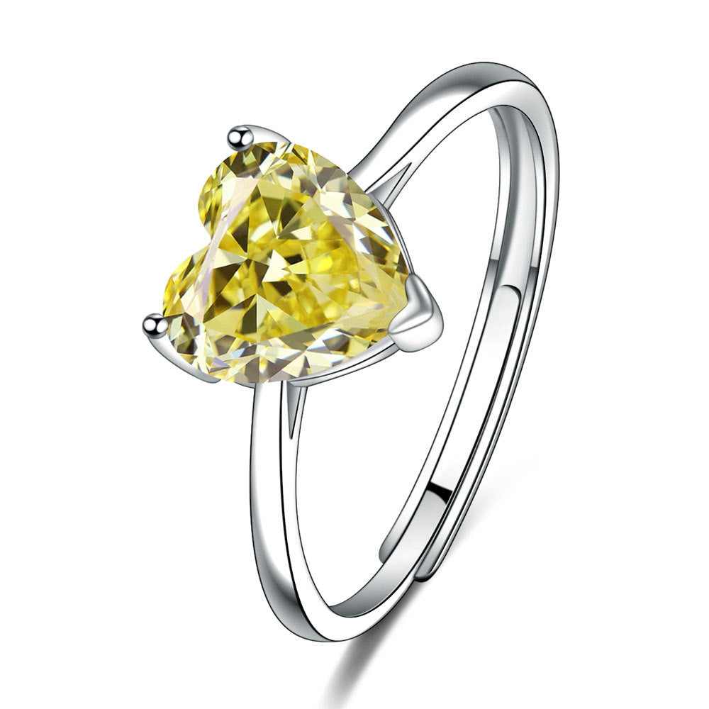 Love Female Personality Creative Open-end Zircon Heart-shaped Jewelry Set