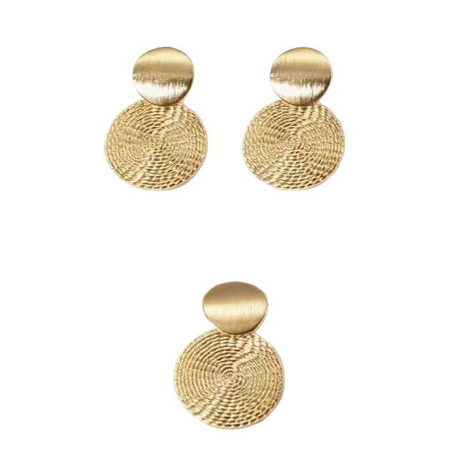 Creative Personality Geometry Wafer Spiral Pattern Jewelry Set