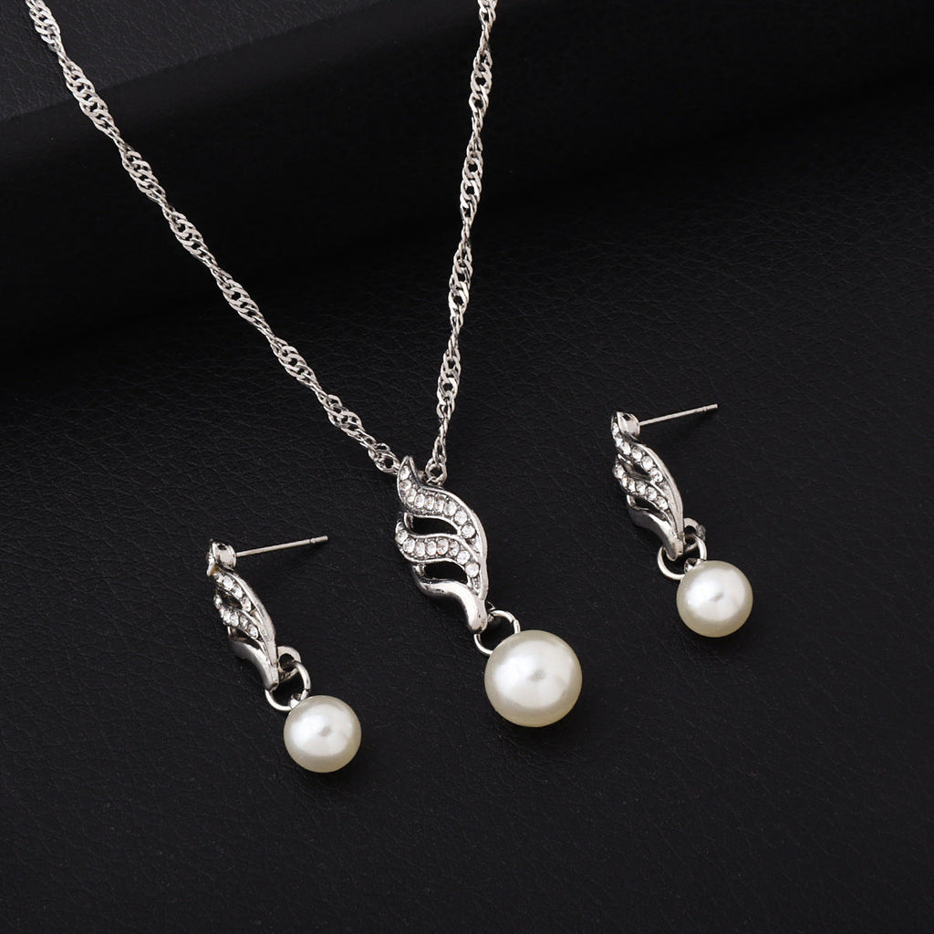 Temperament Simple Spiral Pearl Gold Sier Jewelry Set