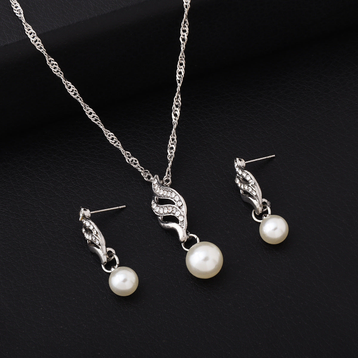 Temperament Simple Spiral Pearl Gold Sier Jewelry Set