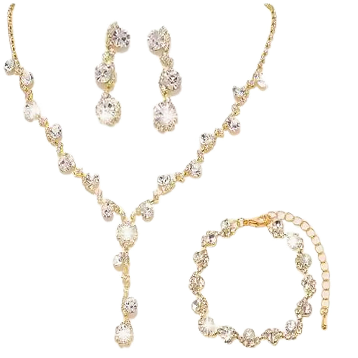 Sier Female High Class Elegant Diamond Claw Chain Jewelry Set