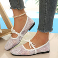 Lace Square Toe Low Cut Shoes Women Women Bow Mary Jane Breathable Work Shoes