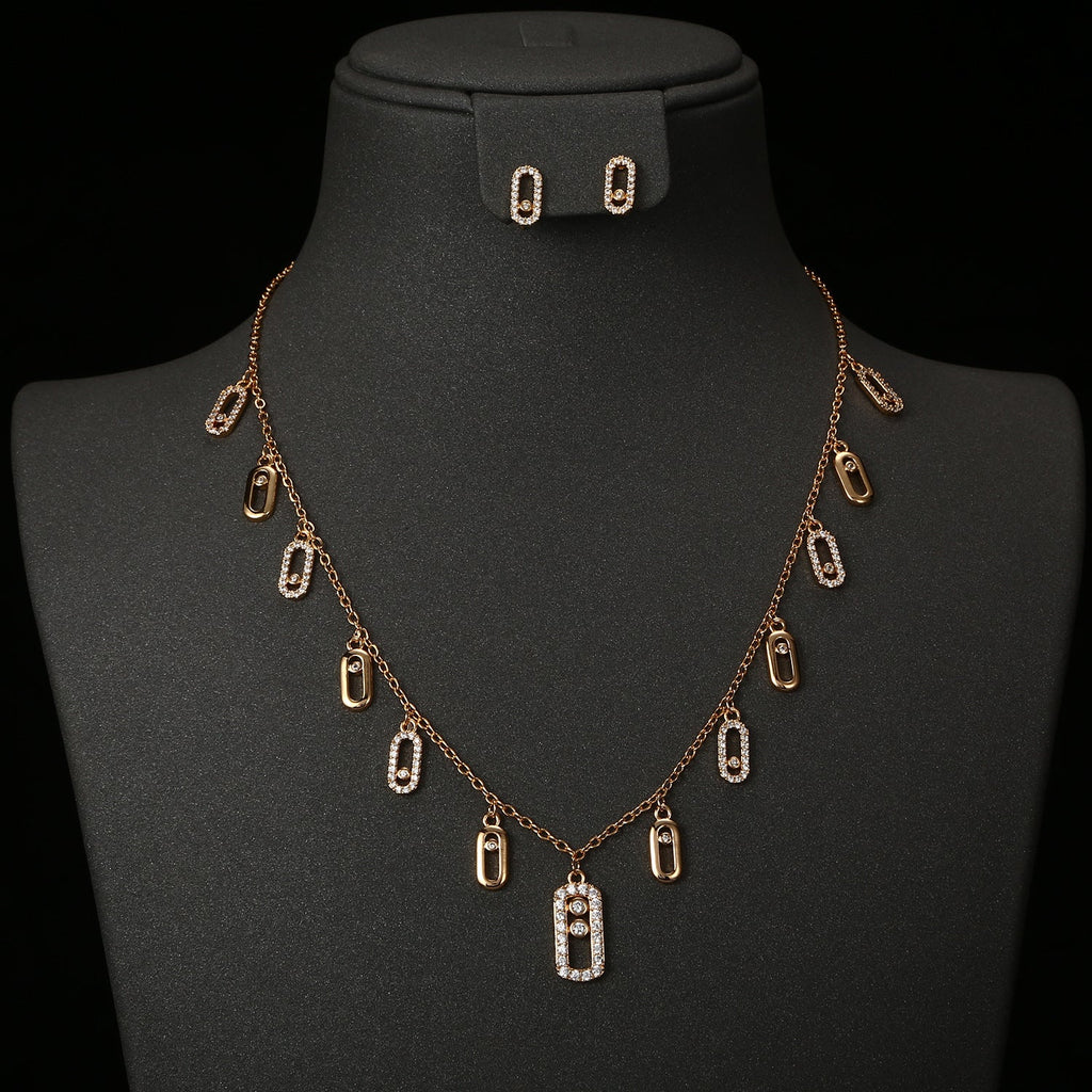 Copper Gold Plated Geometric Pin Ear Jewelry Set