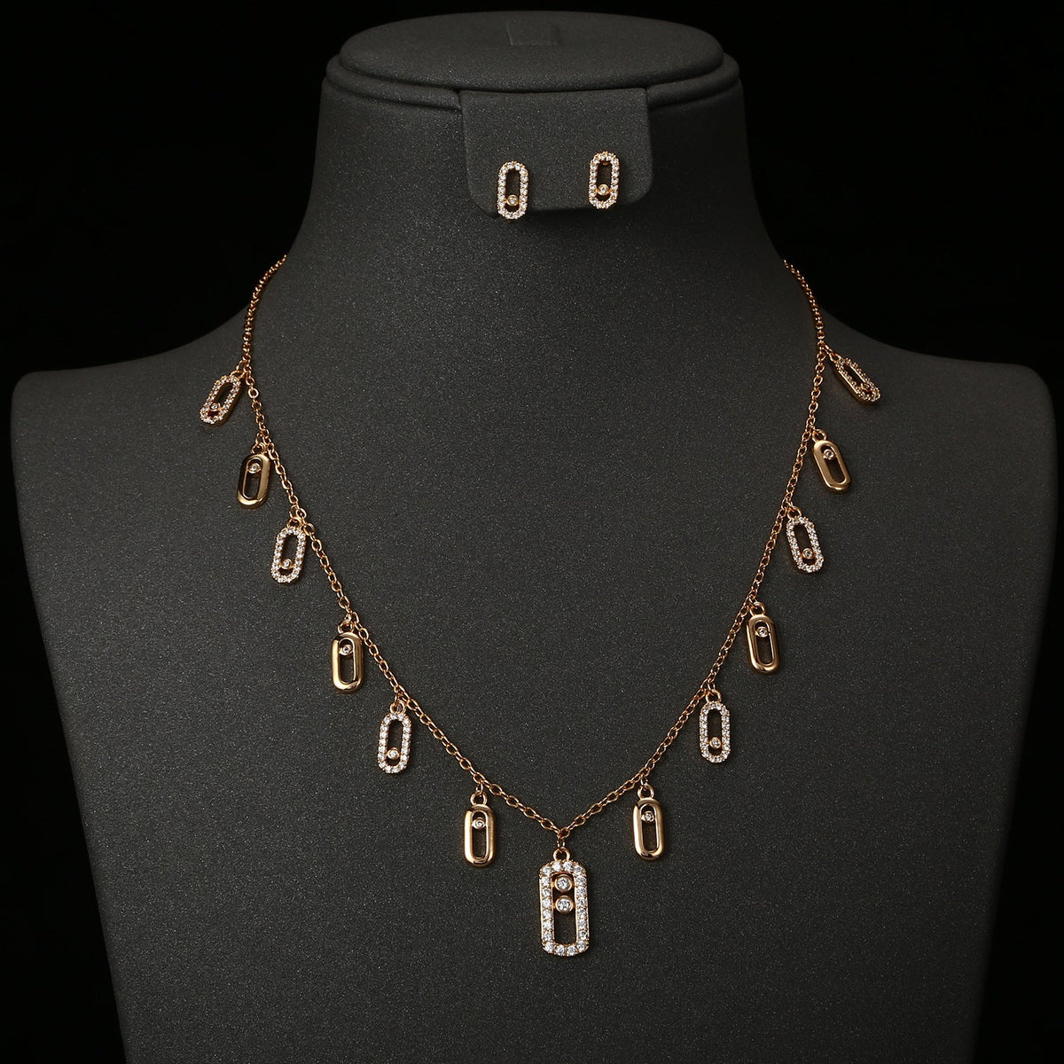 Copper Gold Plated Geometric Pin Ear Jewelry Set