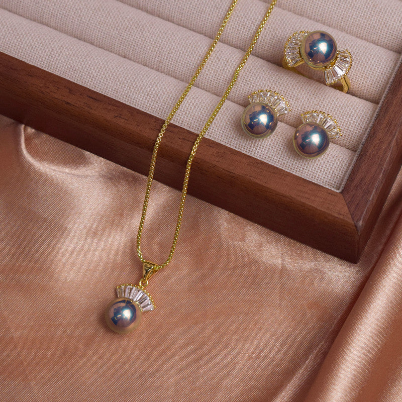 Shaped Chain Deep Sea Mother Shell Pearl Fashion Exquisite Jewelry Set