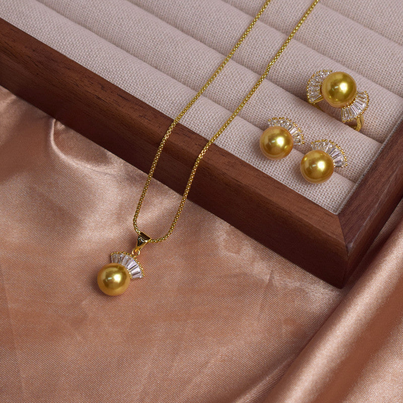 Shaped Chain Deep Sea Mother Shell Pearl Fashion Exquisite Jewelry Set