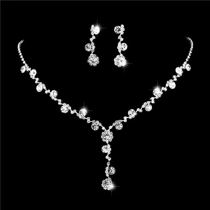 Fashion Pretty Women's Three-piece Sier Bridal Jewelry Set