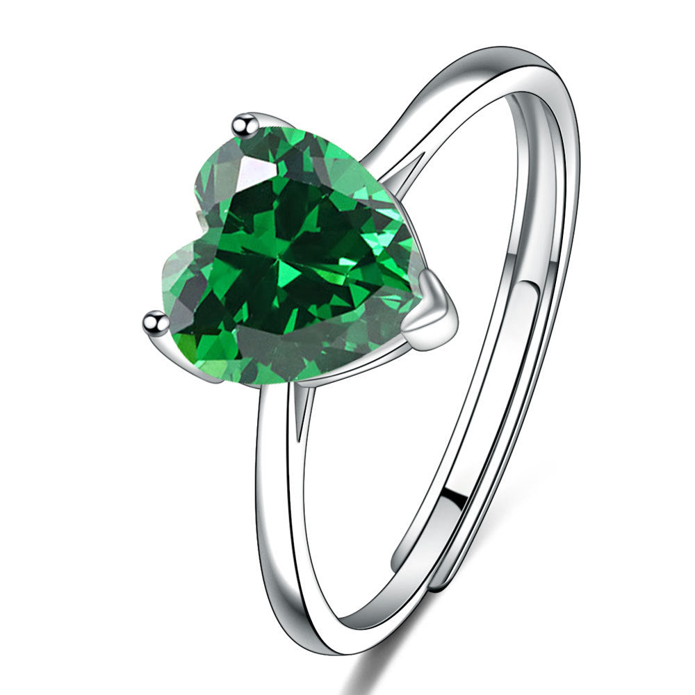 Love Female Personality Creative Open-end Zircon Heart-shaped Jewelry Set