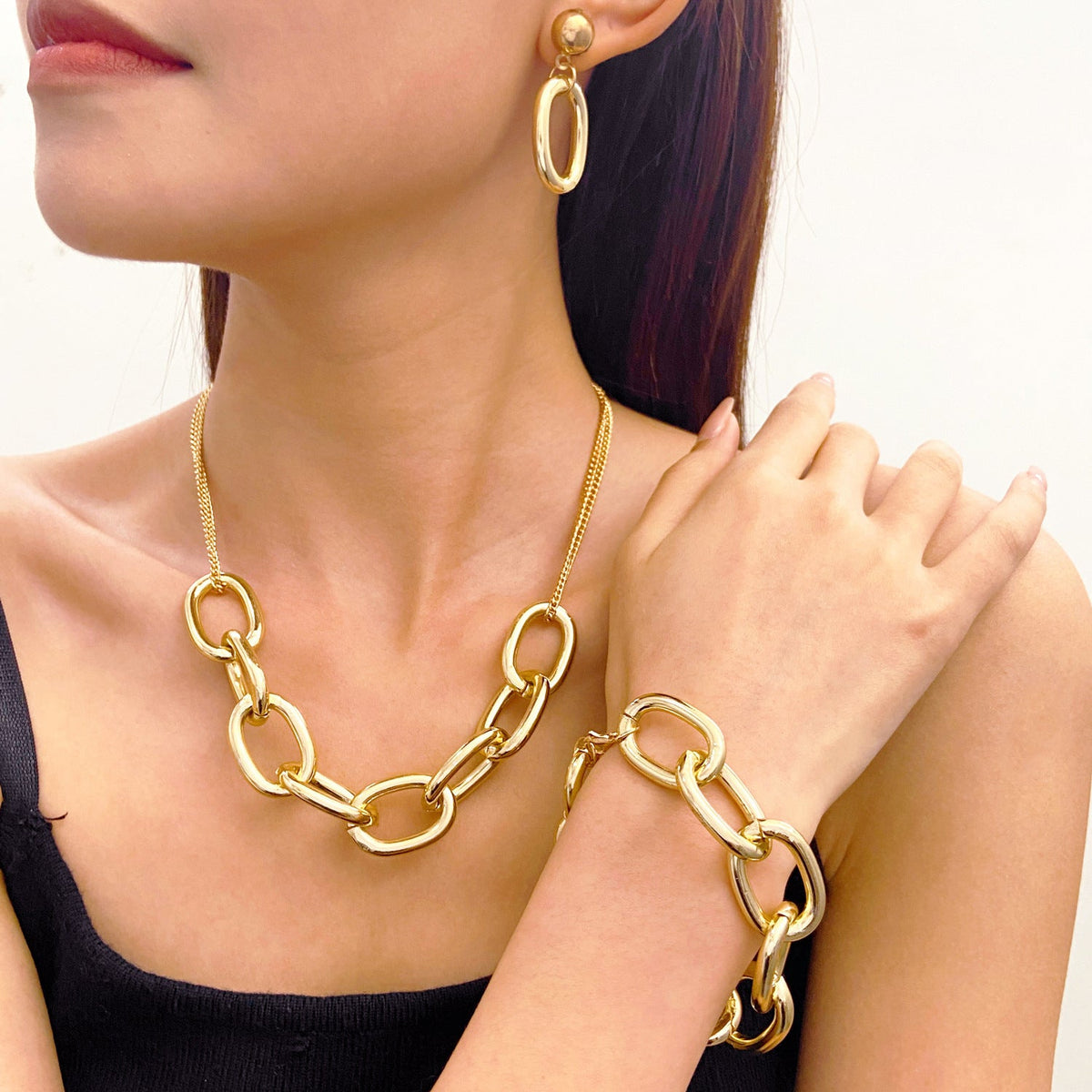Thick Chain Wind Simple Punk Hip Jewelry Set
