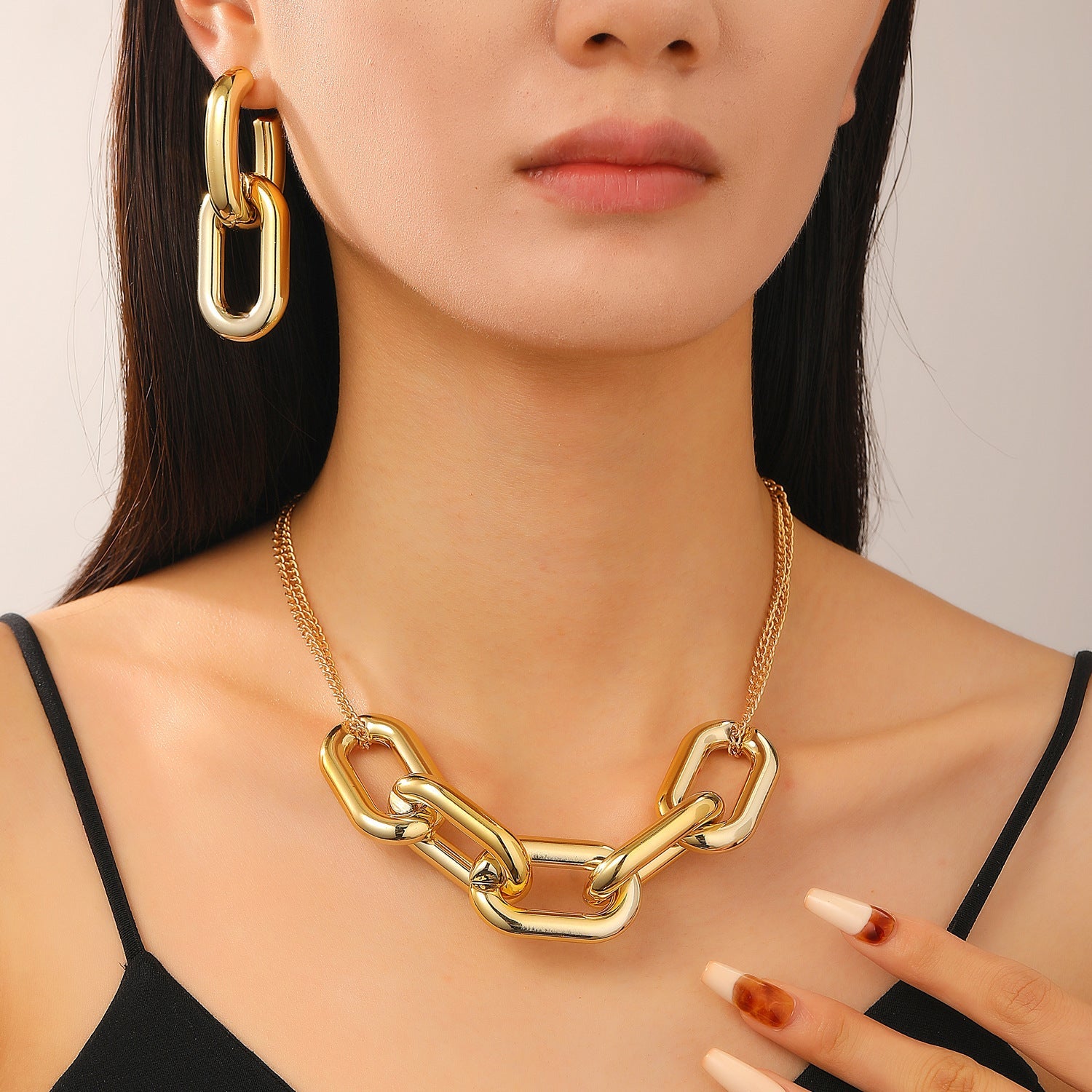 Thick Chain Wind Simple Punk Hip Jewelry Set