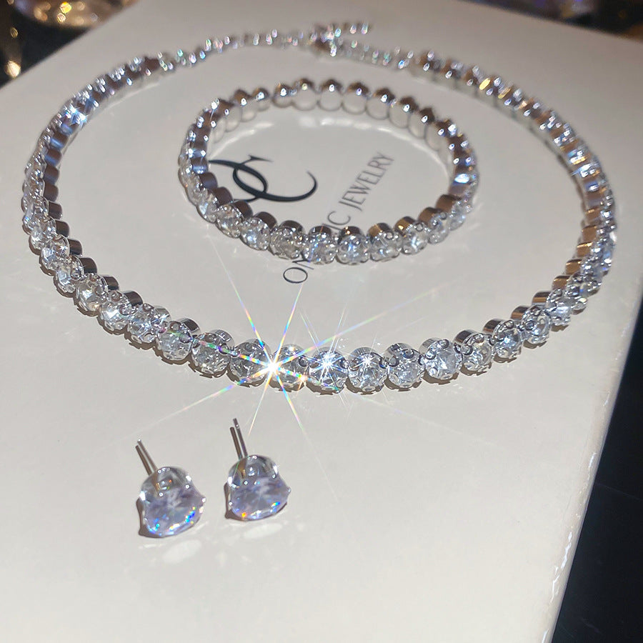 Women's Round Cold Style Light Luxury High-grade Design Sense Jewelry Set