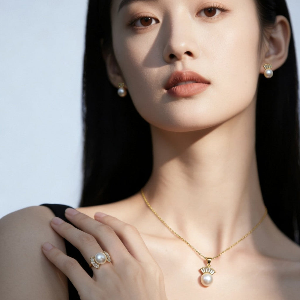 Shaped Chain Deep Sea Mother Shell Pearl Fashion Exquisite Jewelry Set