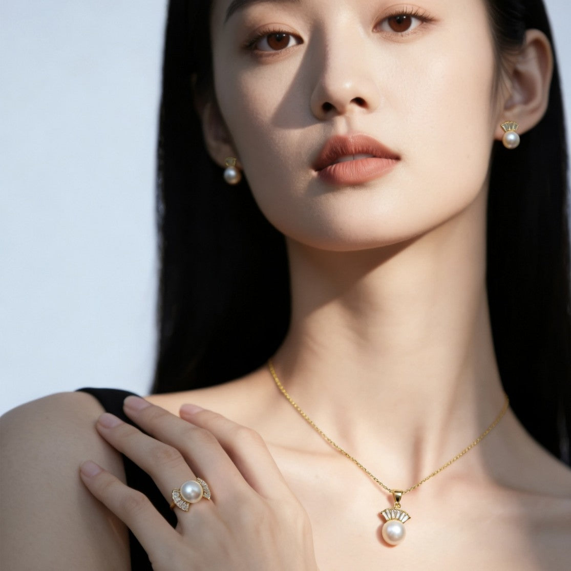 Shaped Chain Deep Sea Mother Shell Pearl Fashion Exquisite Jewelry Set