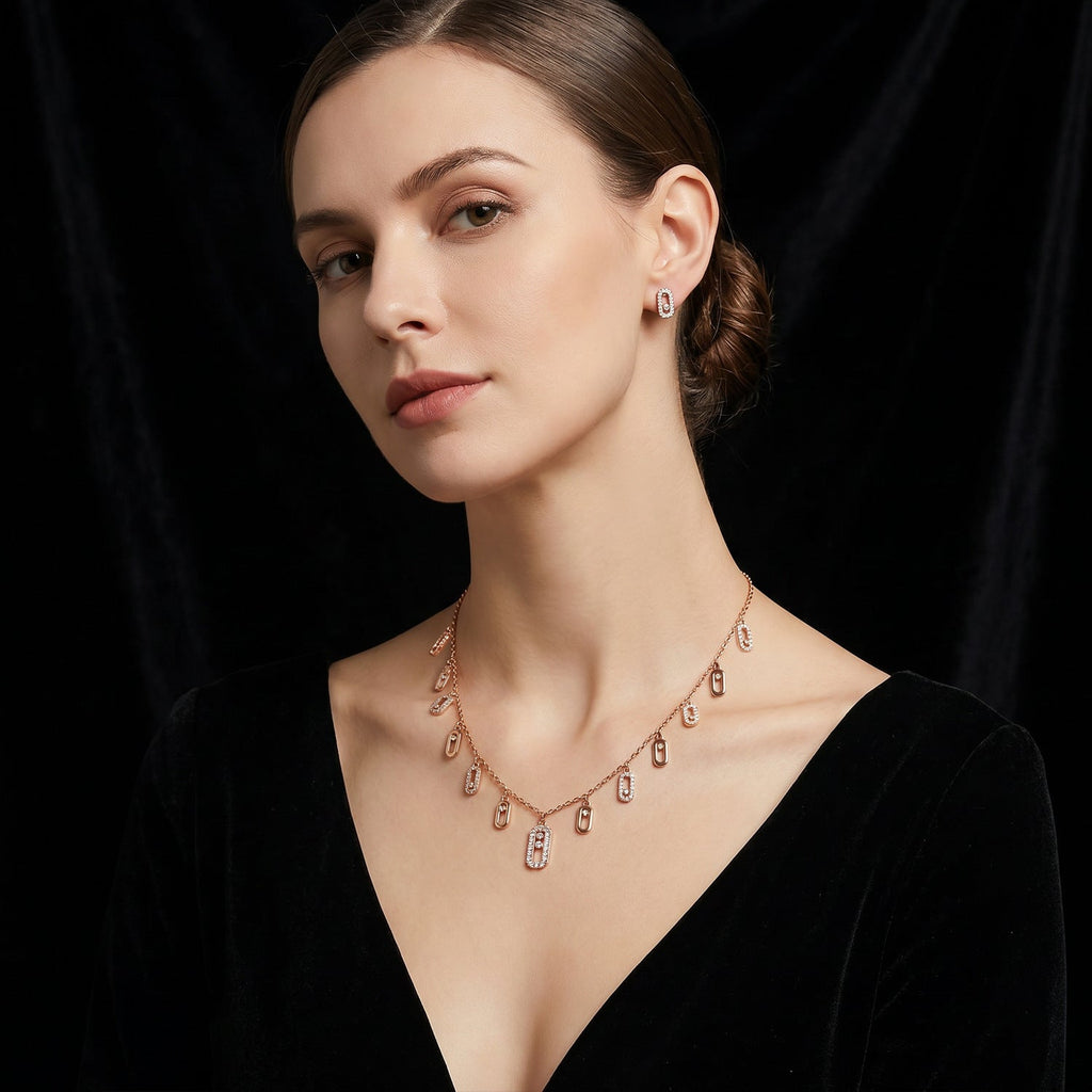 Copper Gold Plated Geometric Pin Ear Jewelry Set