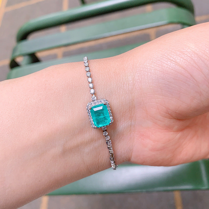 Women's Simple Small Square Paraiba Zircon Elegant Jewelry Set