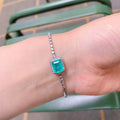 Women's Simple Small Square Paraiba Zircon Elegant Jewelry Set
