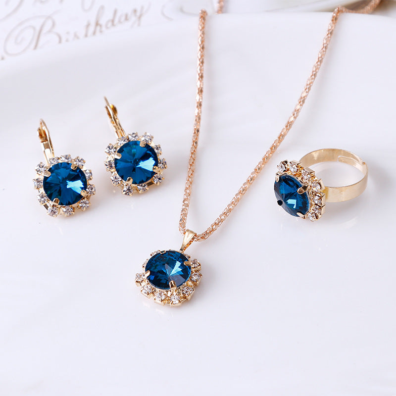 Stylish Round Crystal Bridal Gem Claw Jewelry Set
